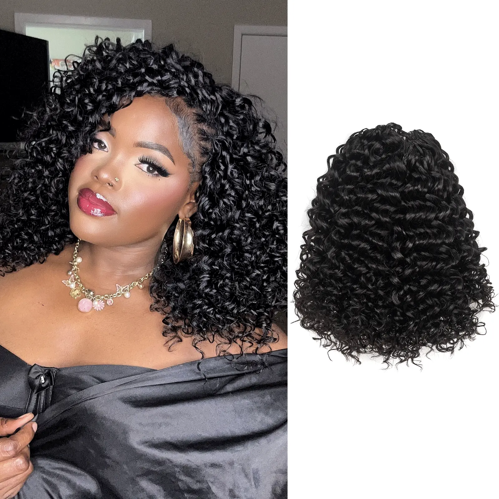 Toyotress® Knotless Pre-Separated Human Crochet Hair Kinky Curly Spring Curly Hair Extensions Human Hair Crochet Kinky Curly